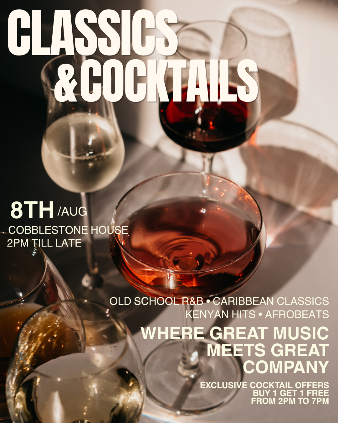 CLASSICS AND COCKTAILS event poster